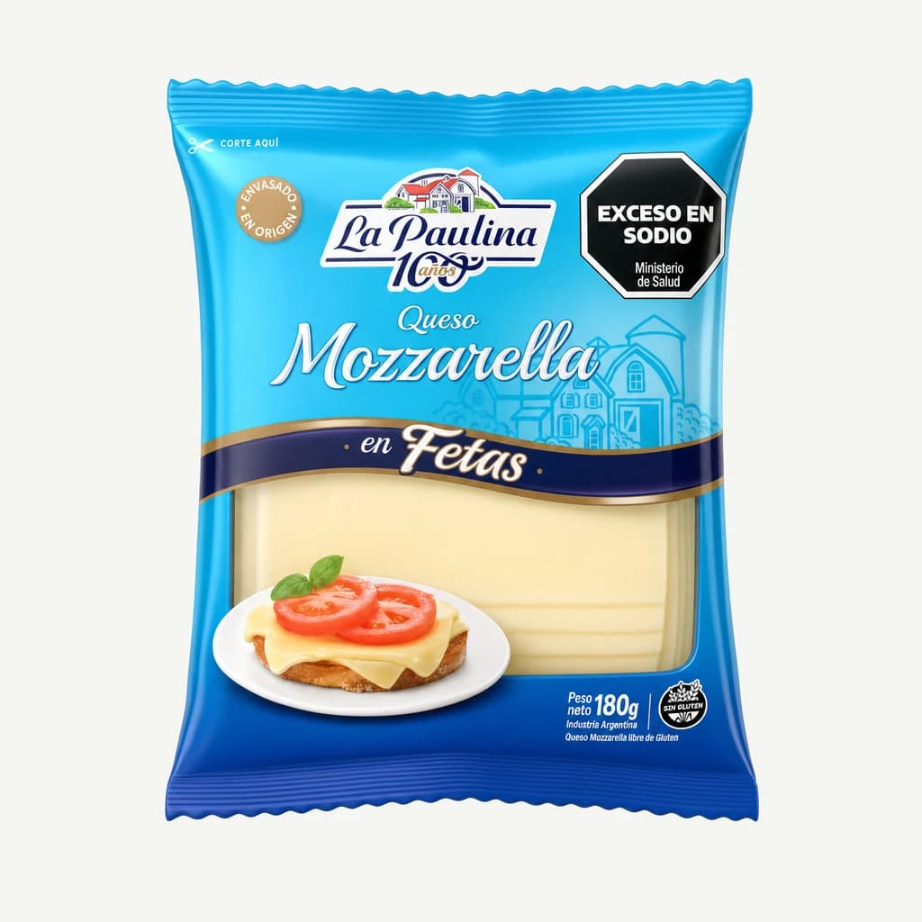 Queso Muzzarella en Fetas 180 Gr La Paulina
