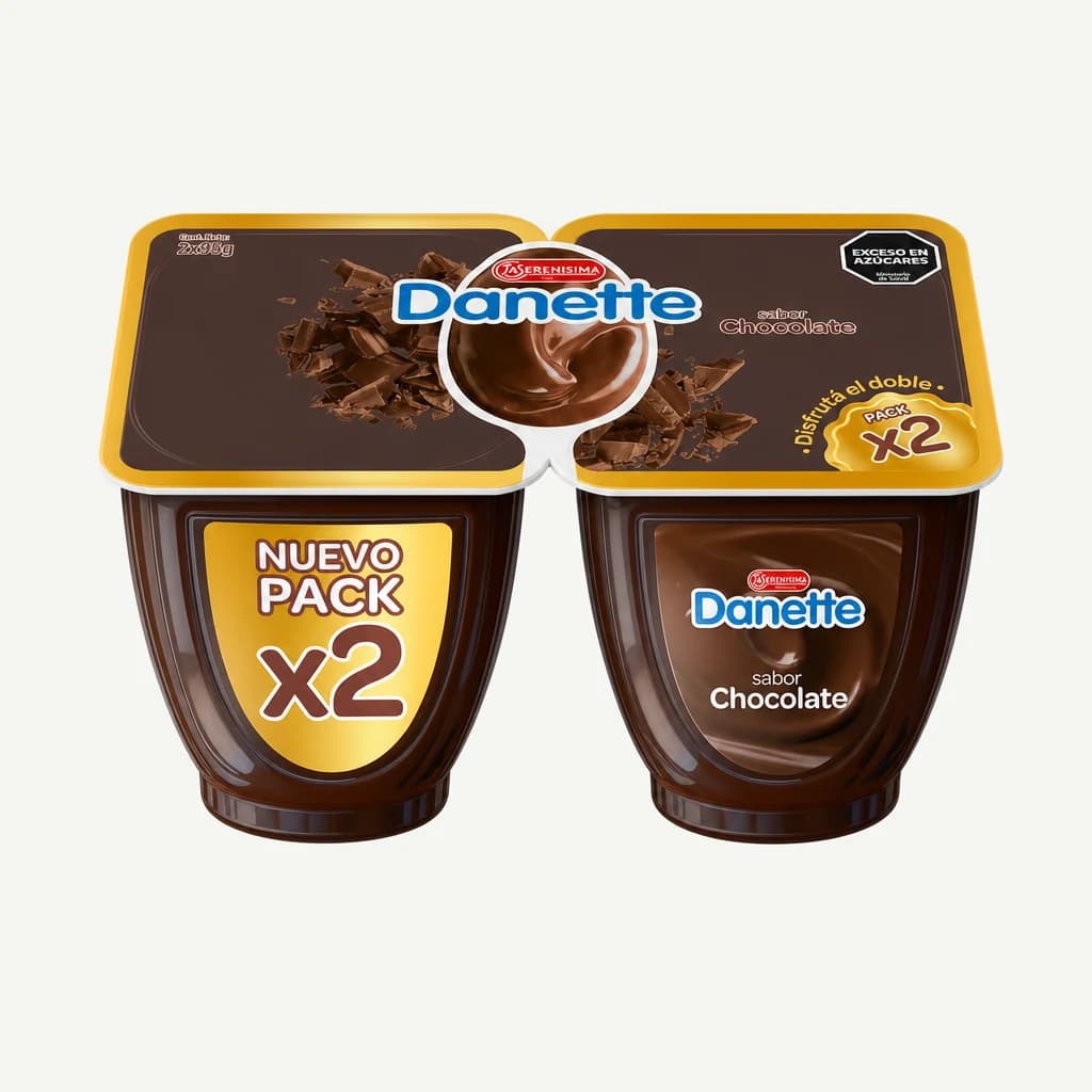 Postre Sabor Chocolate x 2 Un 190 Grs Danette