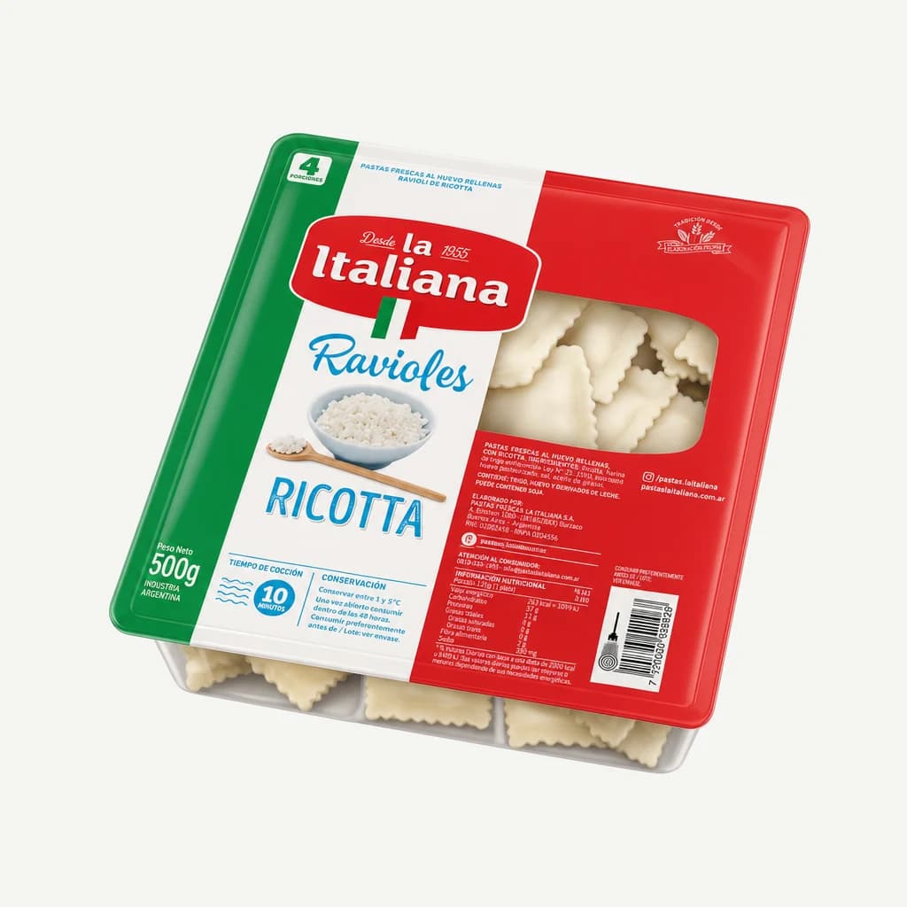 Ravioles de Ricota Frescas 500 Grs La Italiana